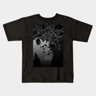 Oslo Norway City Map dark Kids T-Shirt